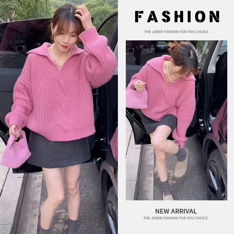 2025早春季新款一整套穿搭女设计感翻领针织毛衣高腰短裙两件套装