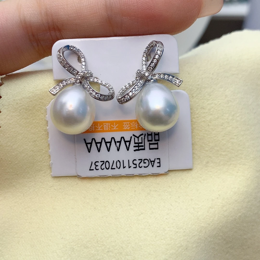 银S925镶嵌海水珍珠耳饰w35