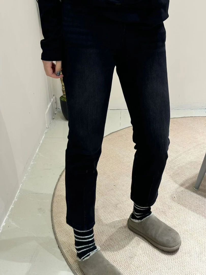 【遇见】韩版秋冬新款显瘦百搭小脚牛仔烟管裤底抓绒牛仔裤