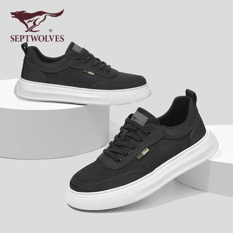 七匹狼男鞋秋季透气板鞋男2025新款男士休闲鞋时尚潮鞋网鞋0425