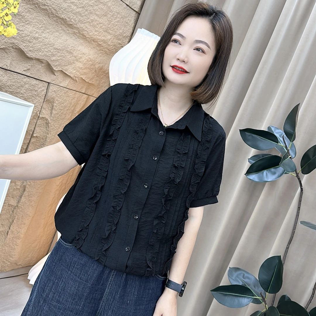 夏季新款爆款薄款正品时尚甜美洋气宽松潮流女士短袖衬衫HL2551