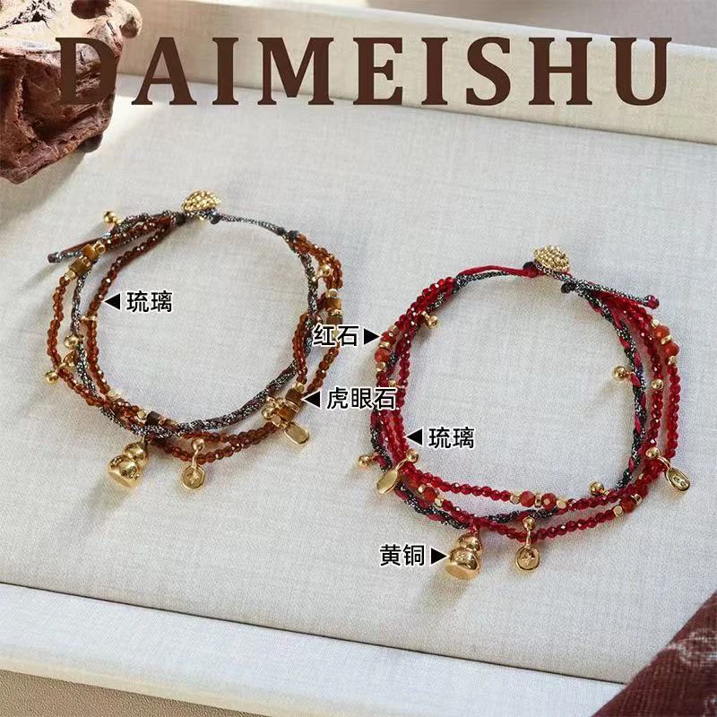 手链 原创复古精致手工编织红绳葫芦手链轻奢高级多层新年手饰女