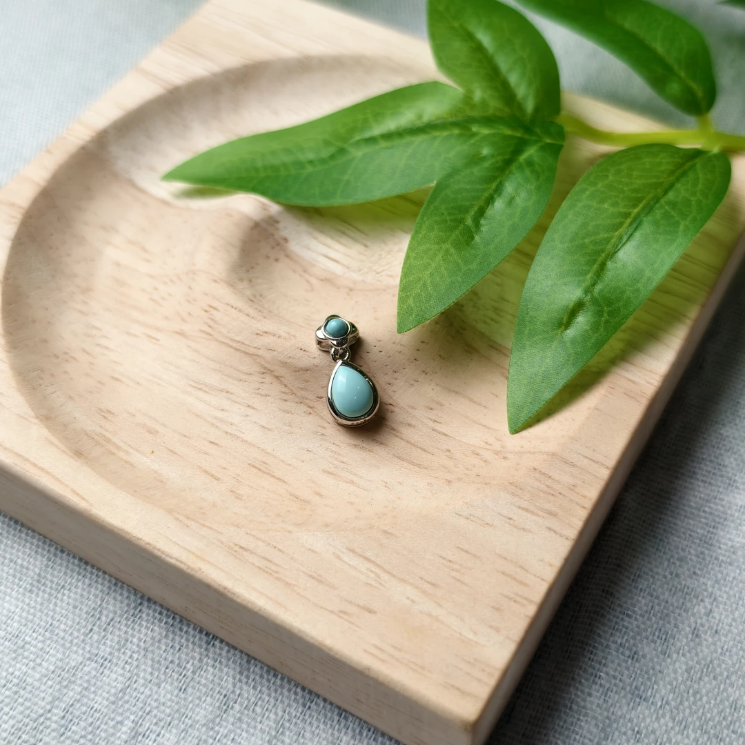 【珠宝厂长】约5*7mm高品质绿松石水滴吊坠S925银