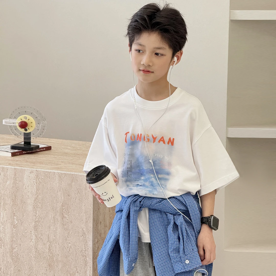 男童夏装短袖T恤薄款自制中大童宽松半袖儿童时尚上衣韩版TY70904