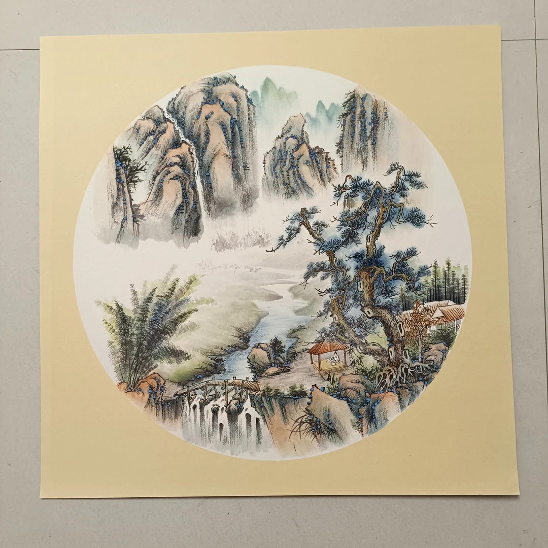 国画山水、直播现场手绘