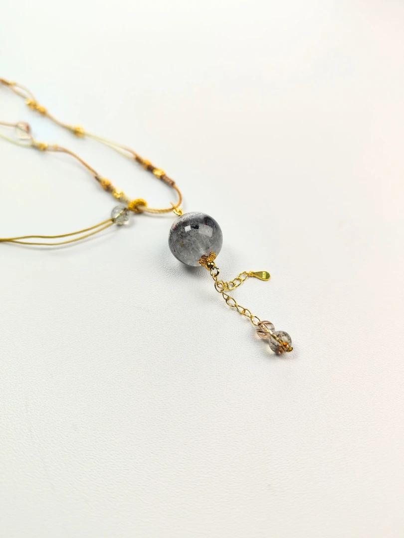 极光23渐变编绳水晶项链