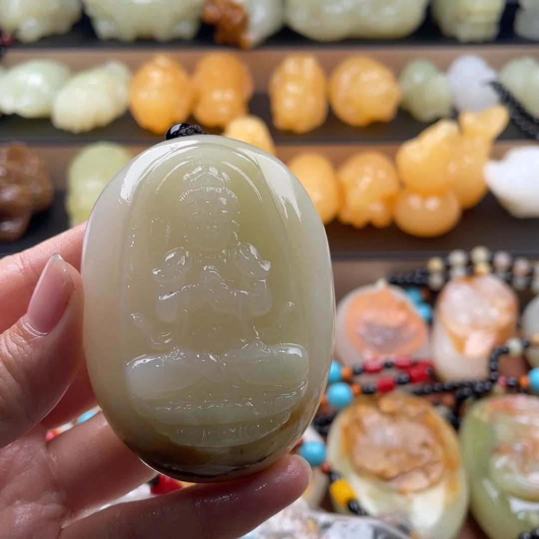 石材天然古青石手把件