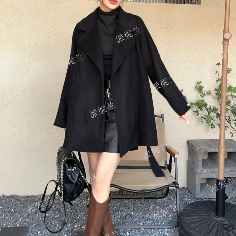 【心念】秋冬新款双面绒大衣短款款韩版宽松显瘦毛呢外套赫本风潮