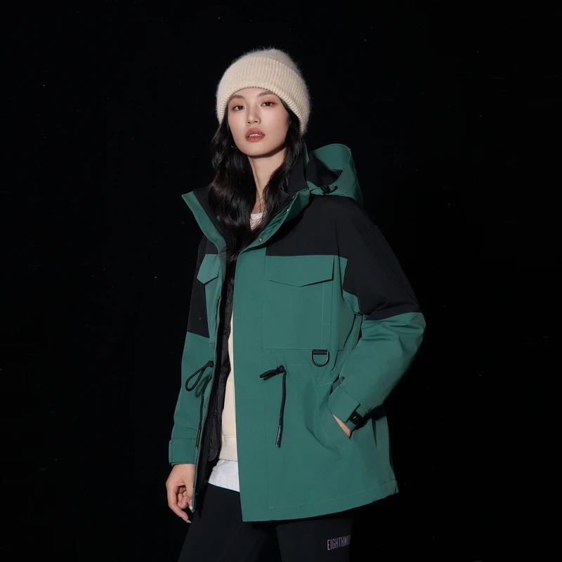 茵曼冬季清仓羽绒服女户外工装冲锋轻薄90鹅绒情侣内胆两件套