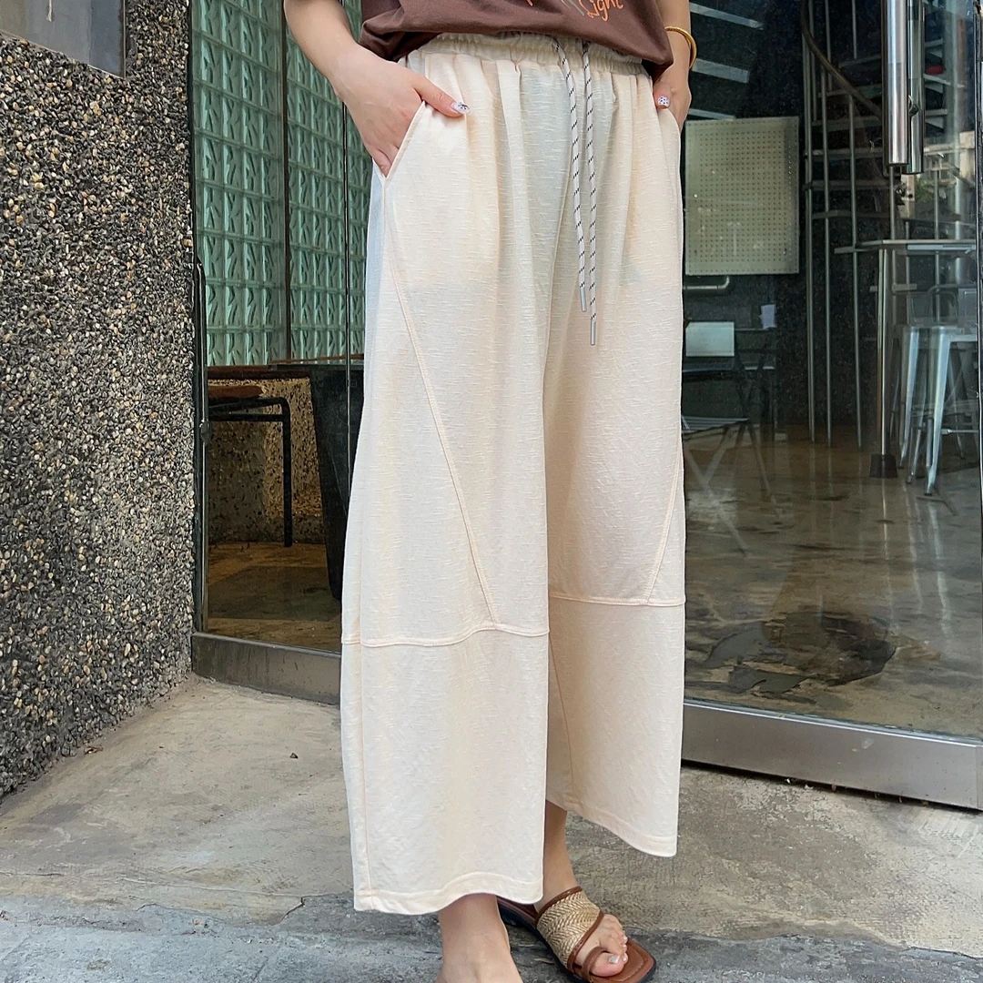 K229夏季新款福利韩版冰丝冰感锦纶多拼女士休闲运动8分裤25-119