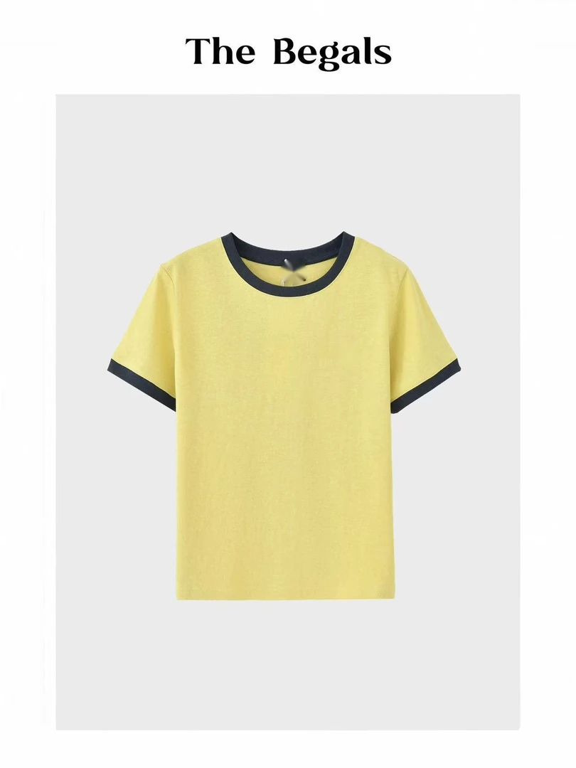 【维维定制】清凉时髦感亚麻撞色短袖T恤
