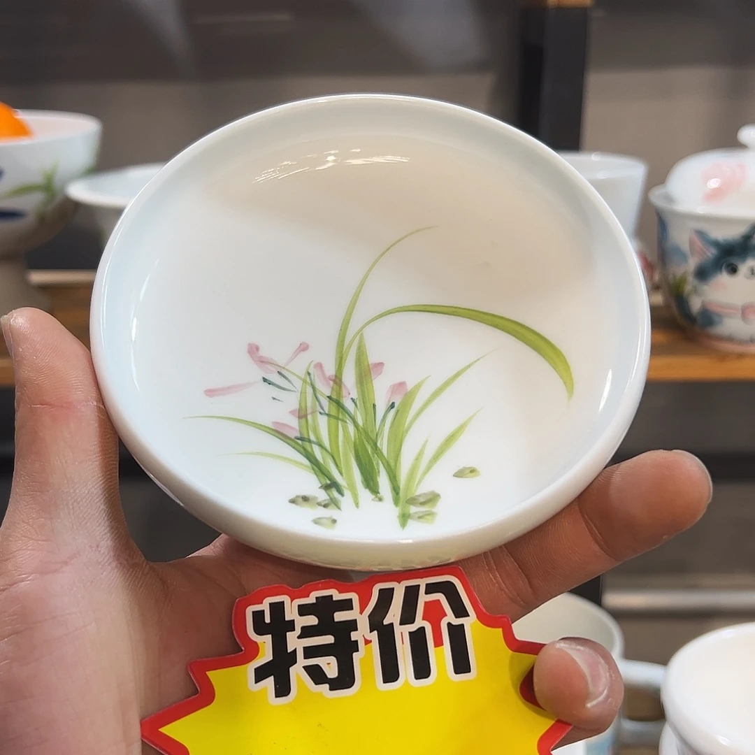 陶瓷景德镇手工手绘陶瓷5寸小圆碟