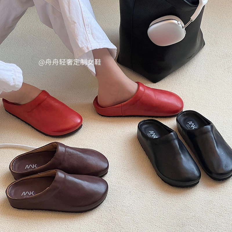 水洗马皮版~复古穆勒拖博肯鞋半包拖鞋一脚蹬手工擦色310