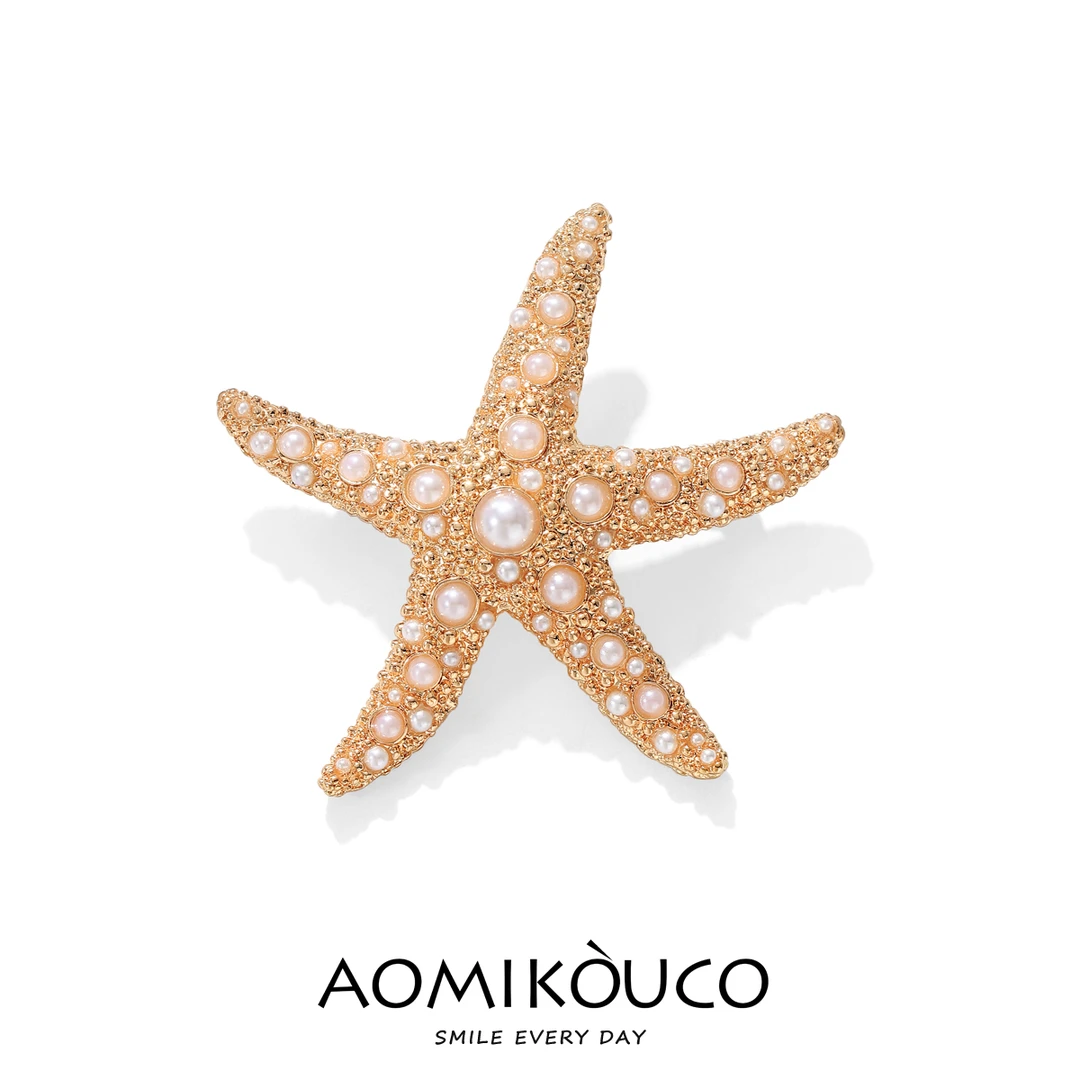 合金胸针 海洋星星镶钻珍珠胸针女高端精致时尚防走光别针配饰135