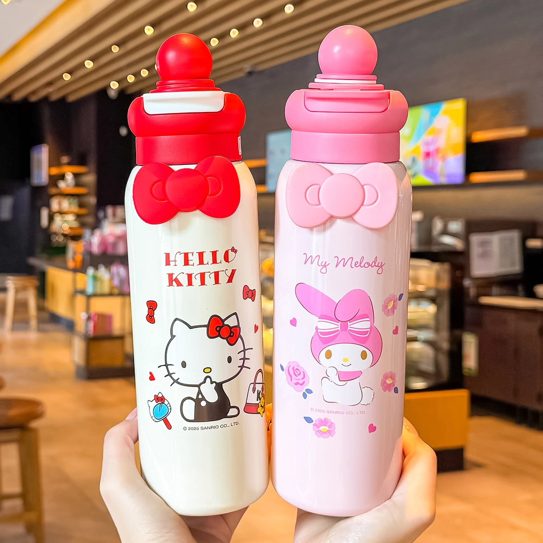 HelloKitty水杯保温杯女生新款2025高颜值吸管杯女孩学生儿童杯子