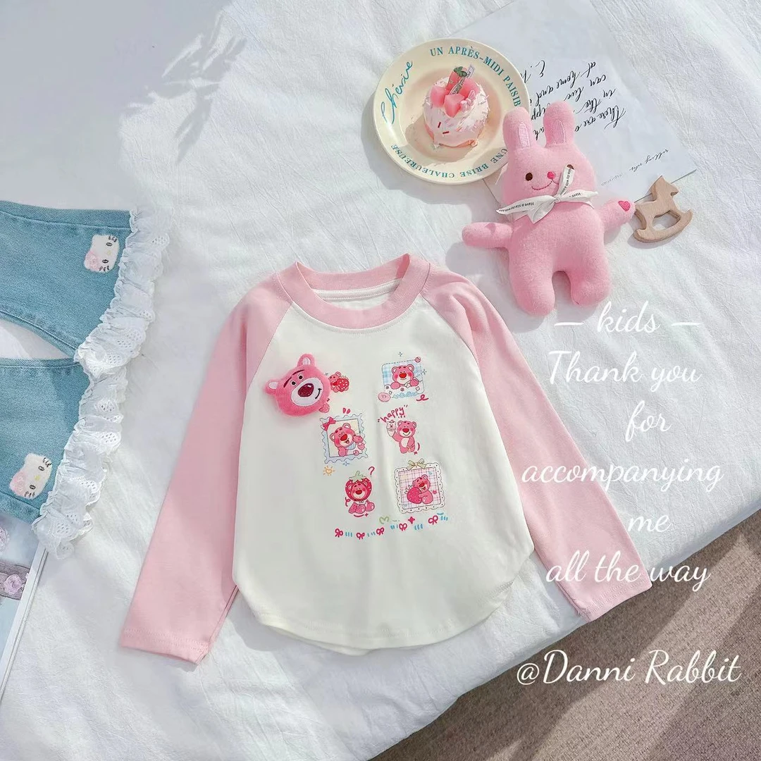 【Dannirabbit】百搭可爱卡通熊立体玩偶女童打底衫 D-Z285