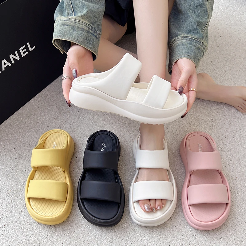 运动沙滩鞋夏季一字拖时尚网红夏季增高凉拖凉鞋厚底外穿舒适凉鞋