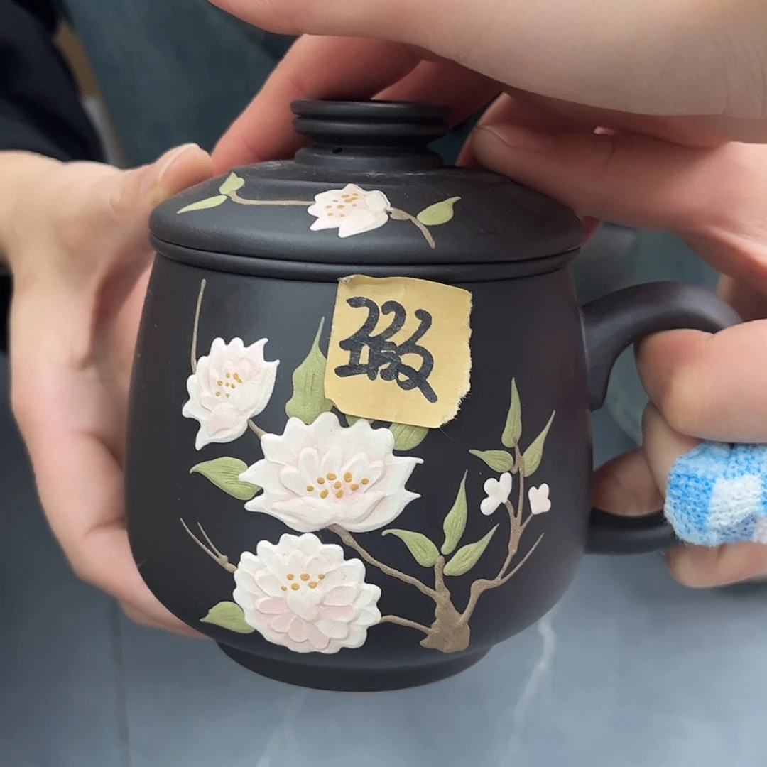 宜兴原矿紫砂全手工盖杯
