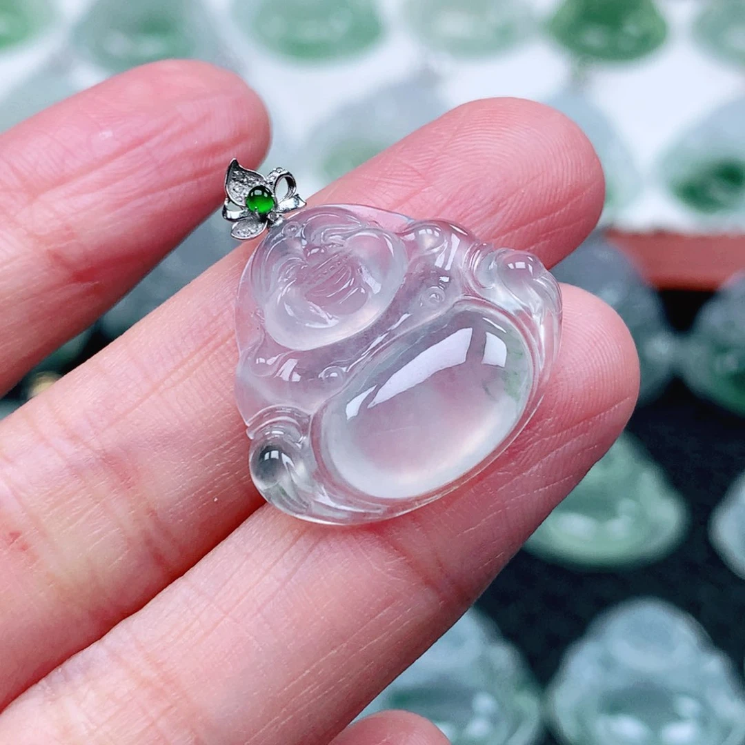 吊坠(不含链)18K金镶嵌翡翠