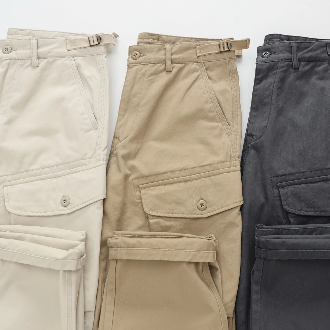 58677男士美式军风中腰重磅加厚纯棉工装裤机车直筒宽松长裤男