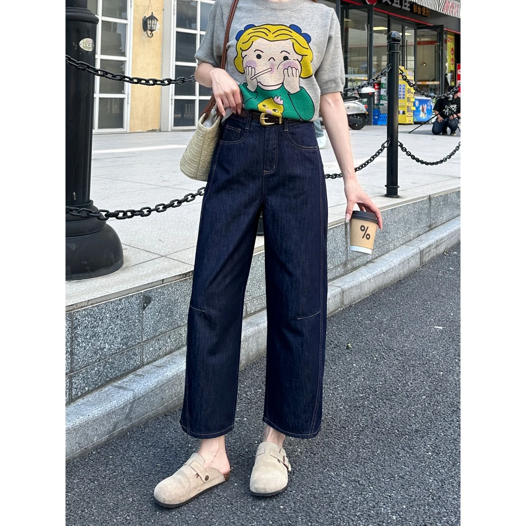 弯刀裤子女爆款2025夏季新款宽松显瘦薄款通勤九分直筒牛仔裤女装