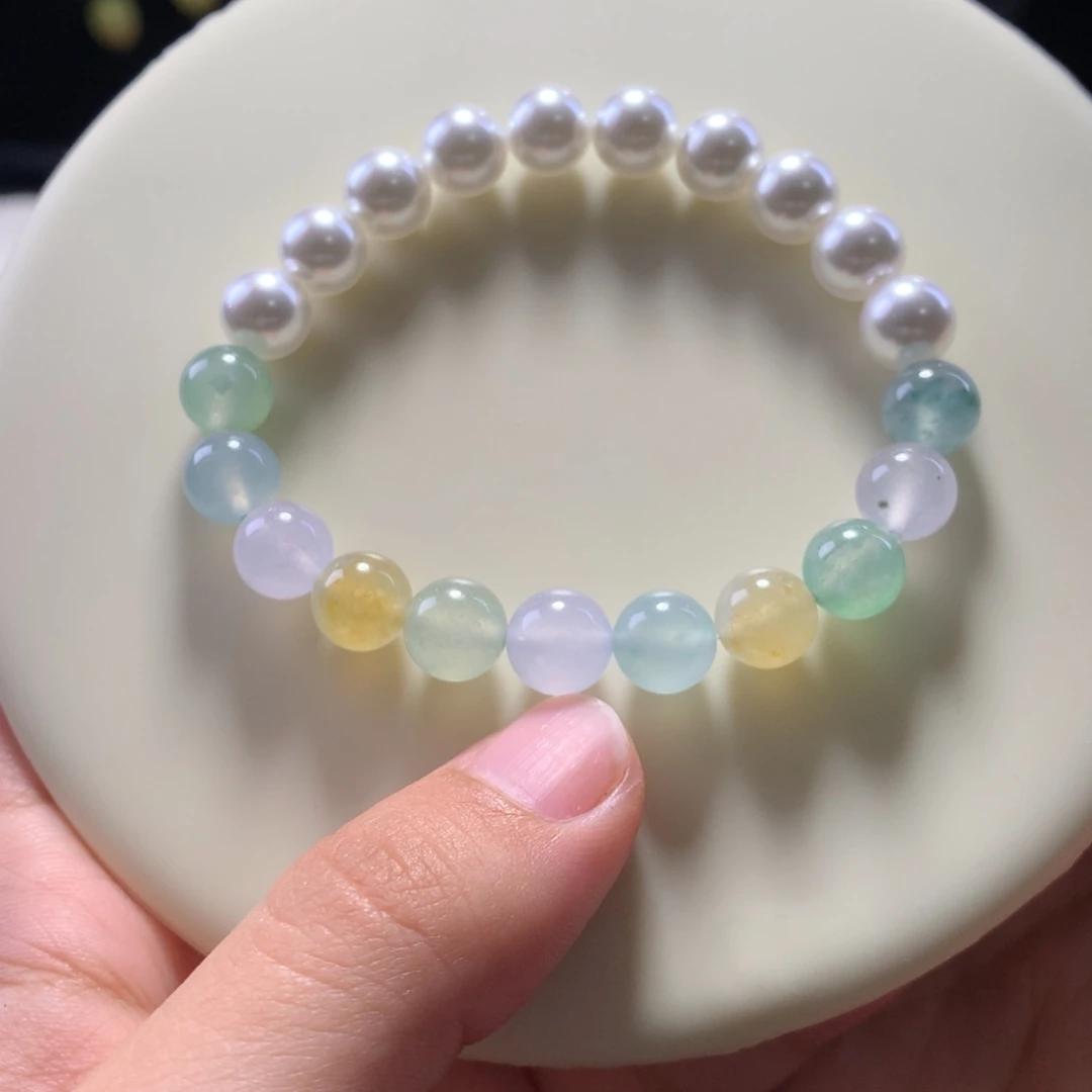 翡翠未镶嵌手串卡8花仙子