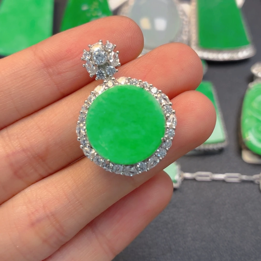 翡翠银S925镶嵌颈饰