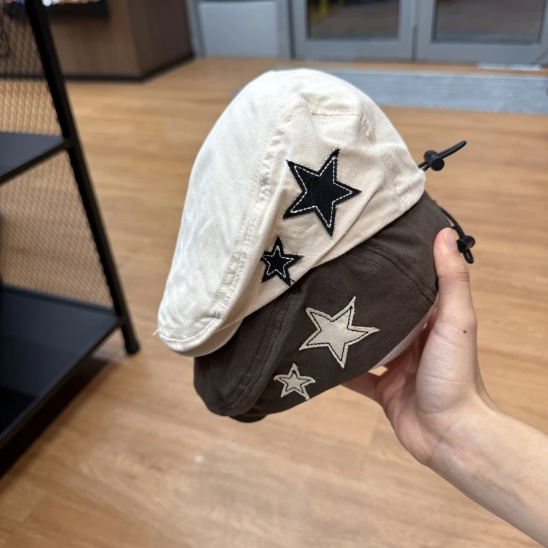 宝宝帽子春秋款时尚英伦风五角星贝雷帽男童婴幼儿休闲百搭鸭舌帽