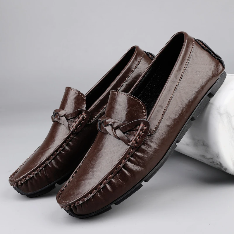韩版豆豆鞋真皮豆豆鞋软底夏季驾车鞋乐福一脚蹬男士牛皮开车鞋
