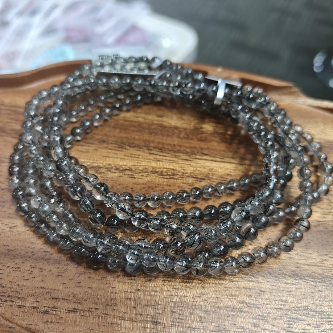 【书记甄选】天然黑发晶三圈手链 多样性发一件 约5mm  BB252