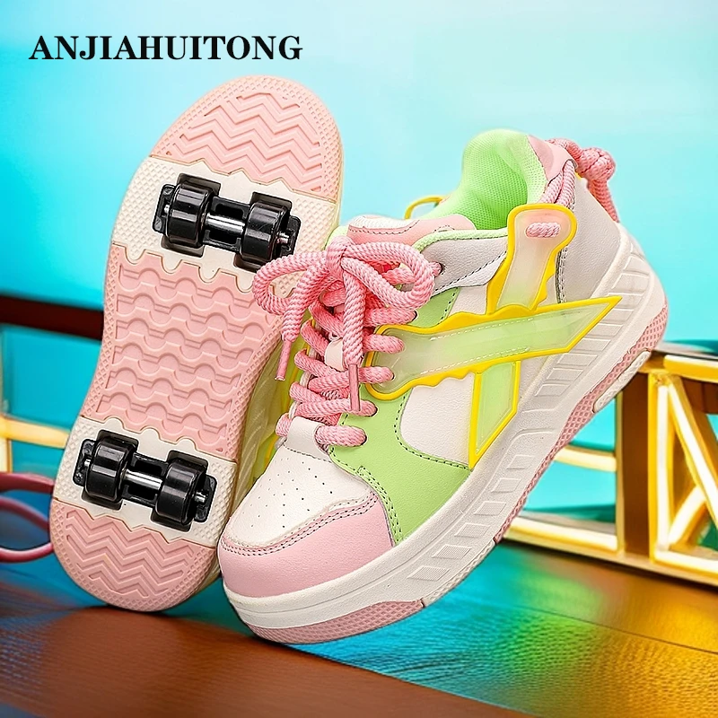 儿童轮滑暴走鞋4轮滑行鞋初学者滑轮暴走鞋6-12岁青少年女童款