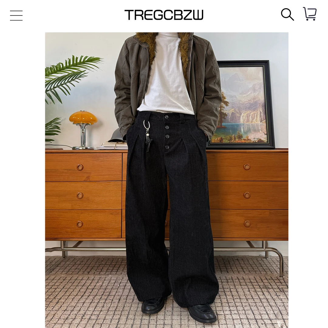 CBZW加厚版 四连扣A字型双打褶垂感西裤男cleanfit冬季休闲阔腿裤