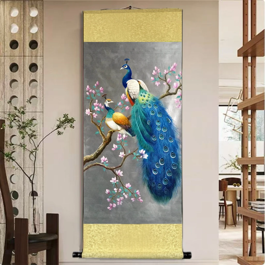 《蓝孔雀》 宽45高140 国画