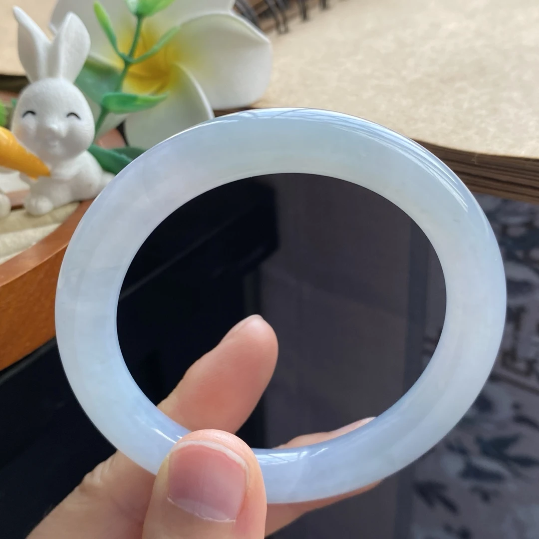 03.06批1535号55.2-9.7！圆条！浅色果冻镯！天然翡翠手镯