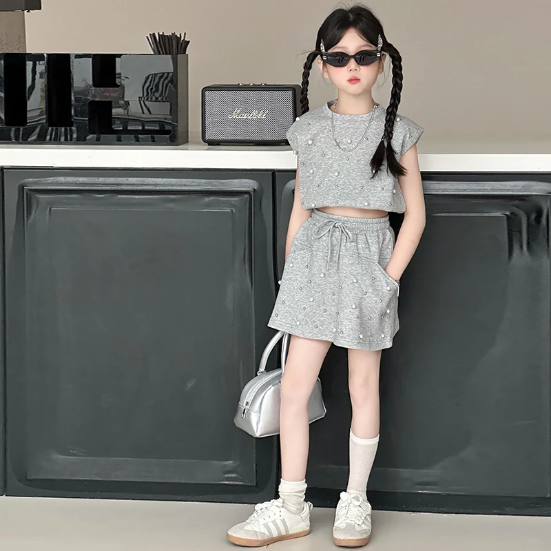 女童夏季洋气套装2025新款韩范女孩夏装两件套儿童时尚小香风穿搭