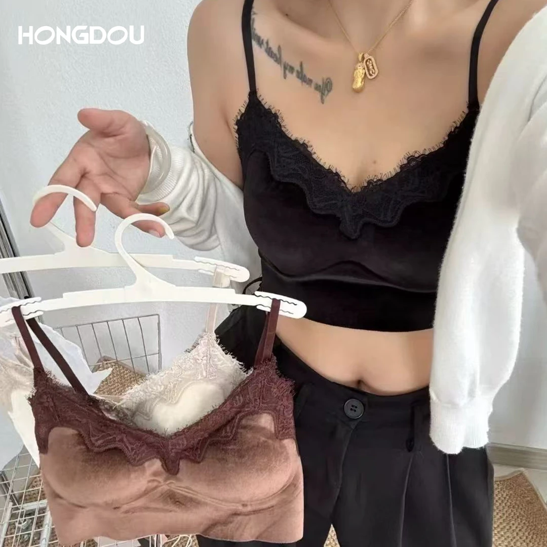 ‘’丝绒睫毛‘’秋季性感v领无痕美背吊带-6913