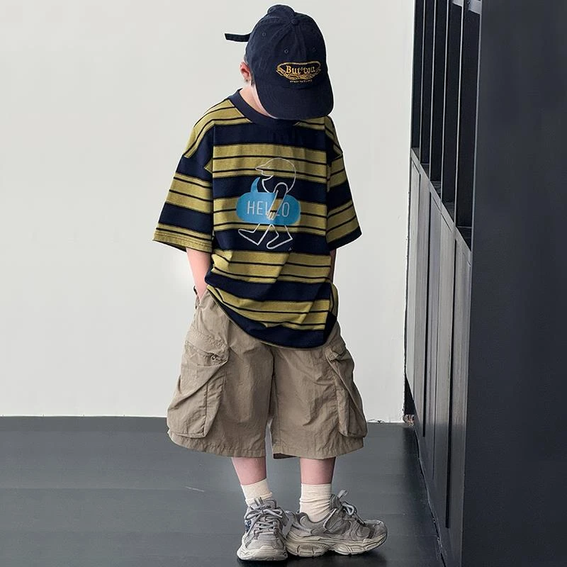 男童夏装短袖套装帅气时髦夏季儿童装痞帅2025新款大童夏款衣服潮