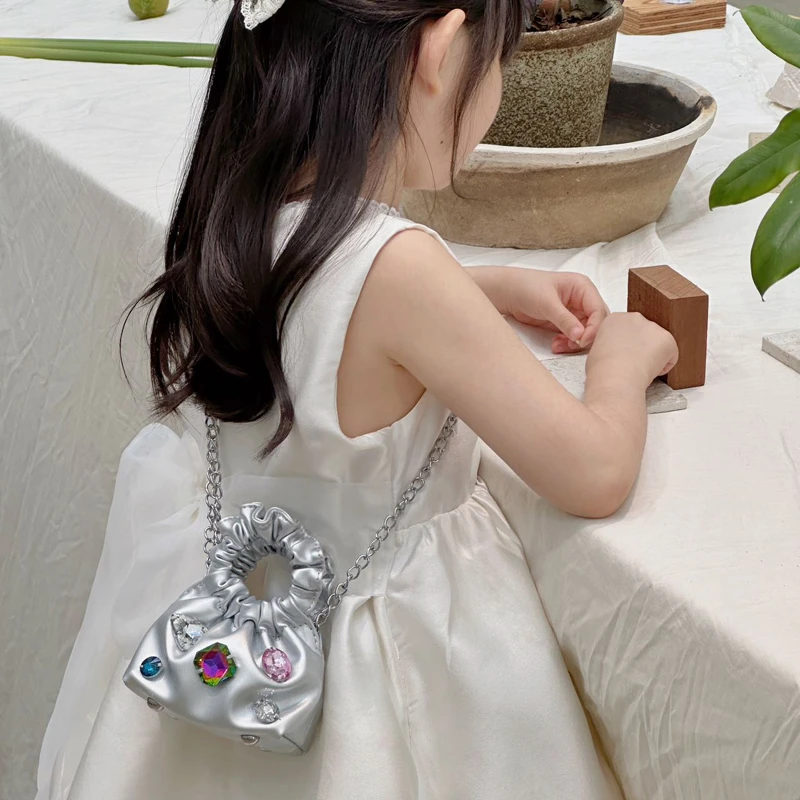 韩系水钻女童高级感手提包云朵夏季儿童小包包女孩洋气斜挎包时髦