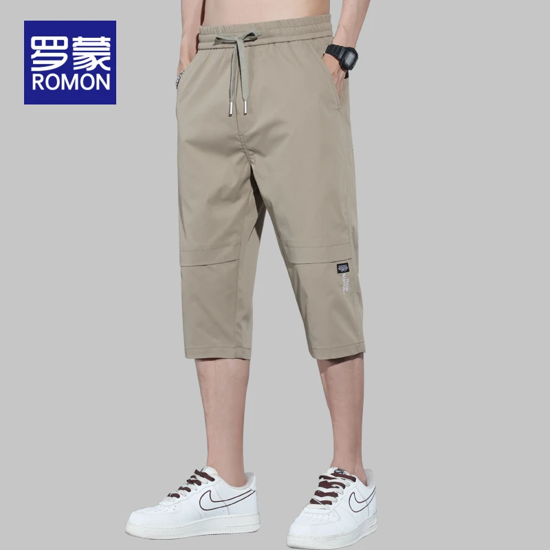 罗蒙男士七分裤男款爆款2023新款夏季冰丝休闲中裤薄款直筒裤子男