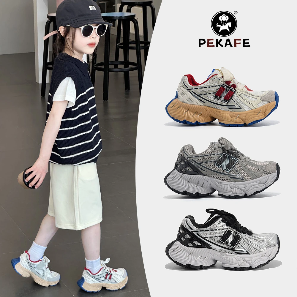 佩卡芙韩版订书针儿童老爹鞋男童女童真皮透气鞋子魔术贴运动鞋