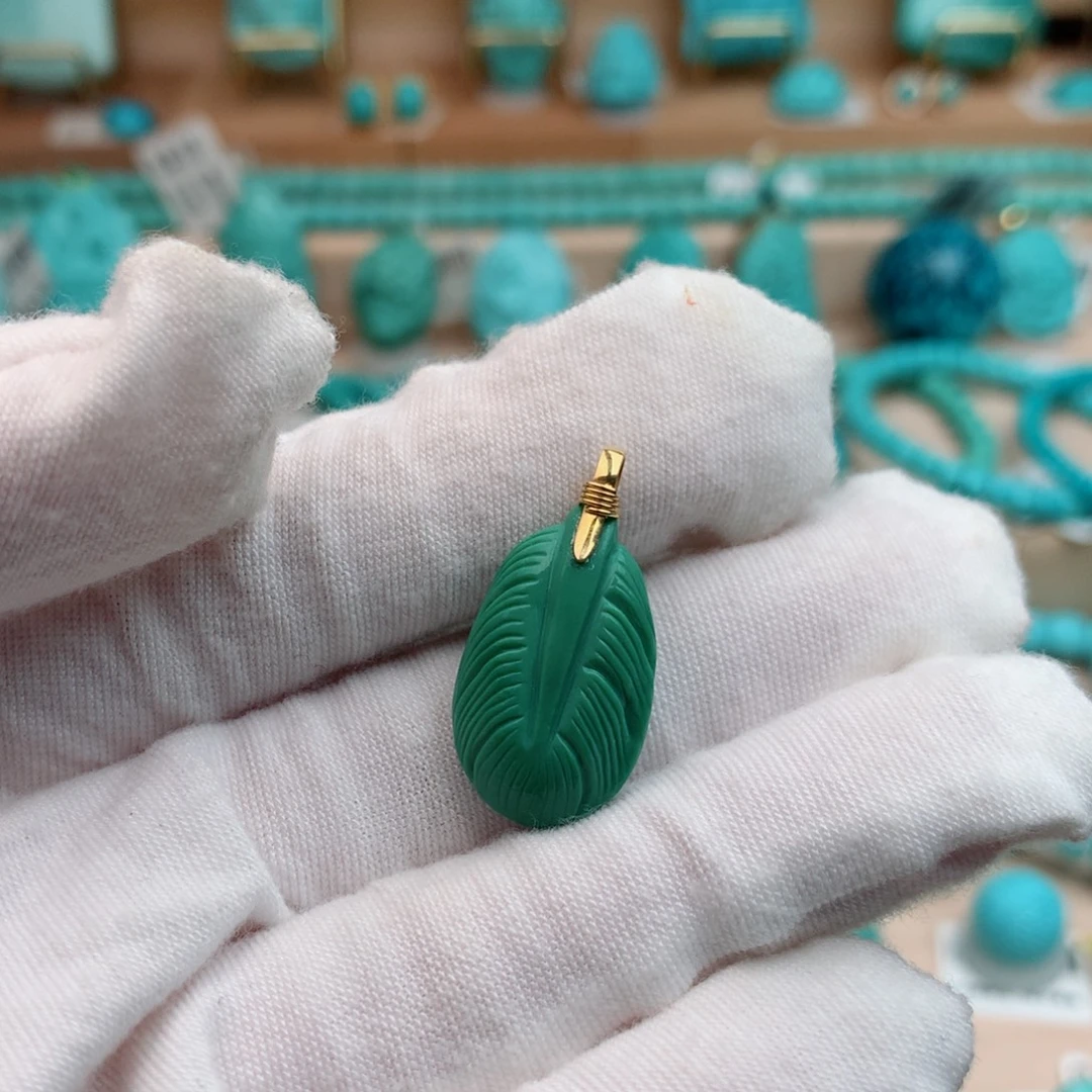 笑***穹未镶嵌绿松石珠宝奇石13.8mm