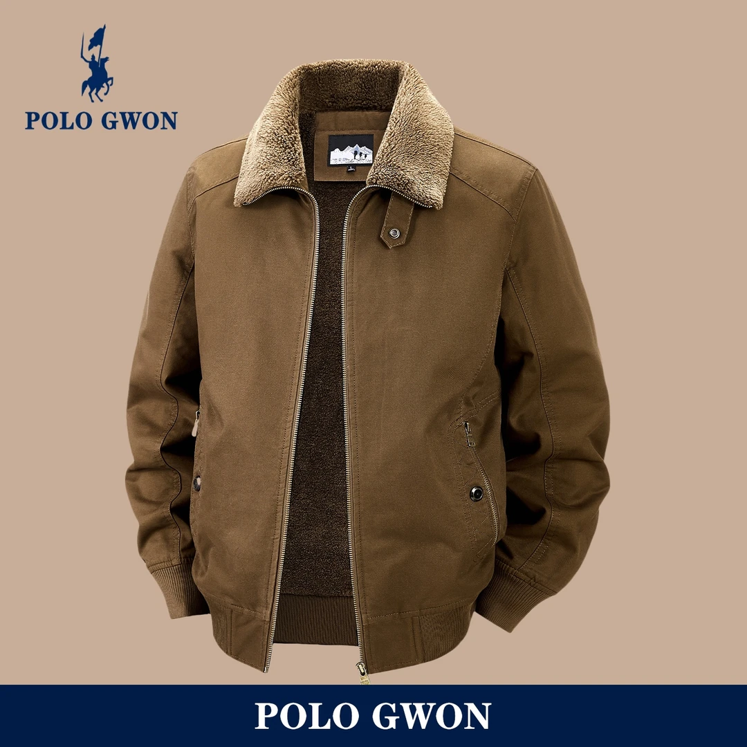 POLO GWON保罗 飞行员棉服男士加绒加厚夹克美式休闲棉衣冬装外套