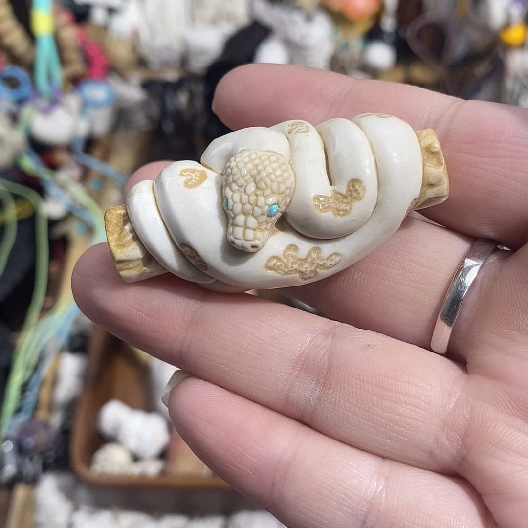 把件鹿骨M14蛇盘财鹿角