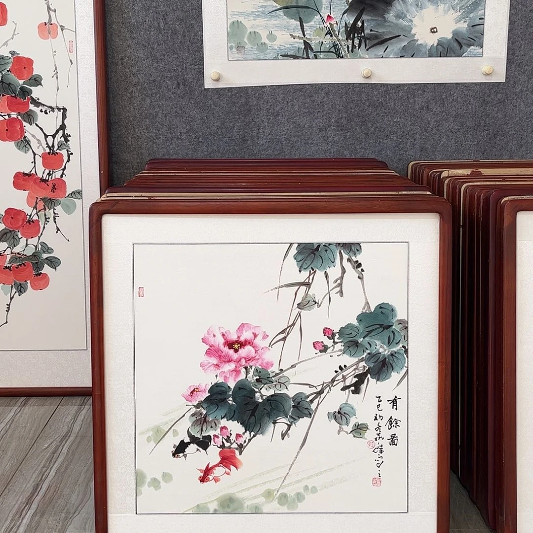 国画书画作品带框63×63