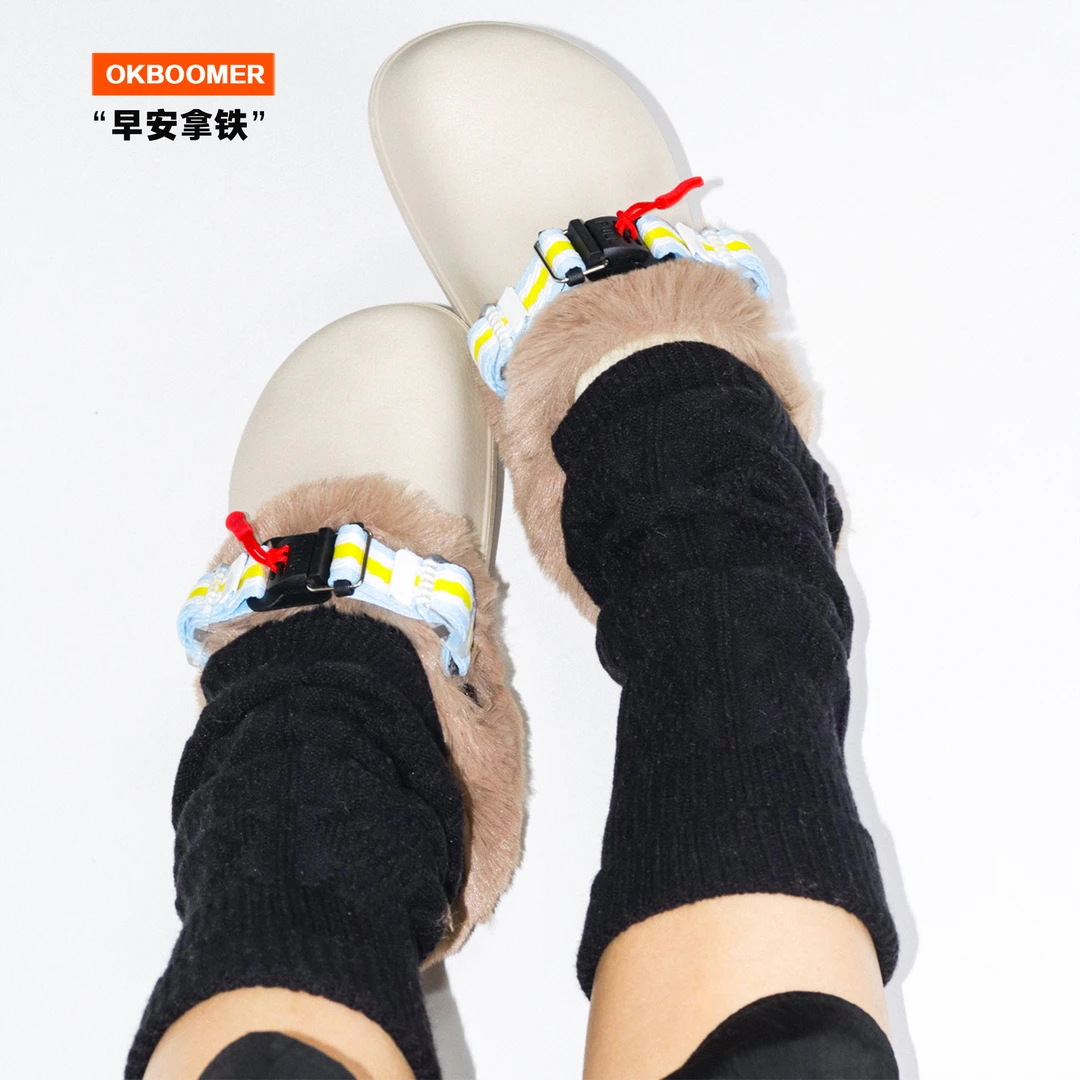 OKBOOMER早安拿铁加绒包头拖2025秋冬外穿一脚蹬机能风时尚通勤女