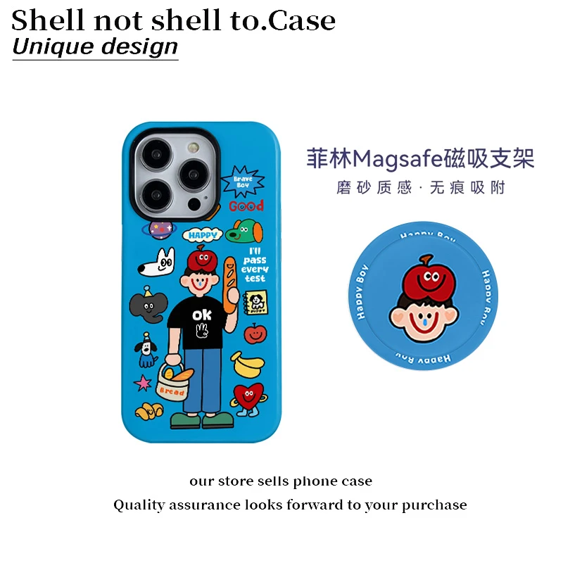面包男孩菲林二合一适用苹果15/16promax保护壳小米华为oppo/vivo