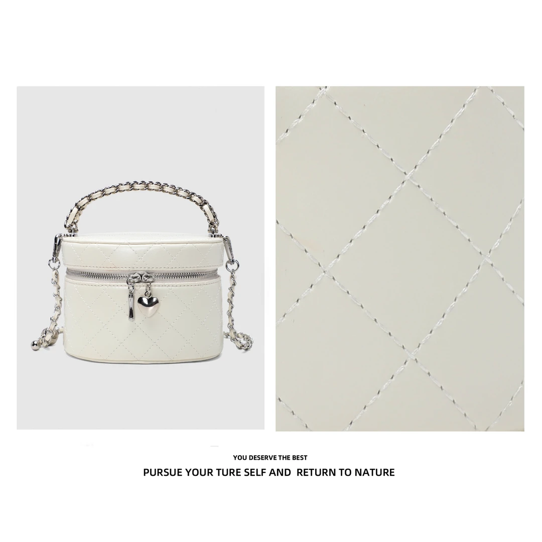 Discoverrevive卡尔 蔻斯韩系百搭菱格链条盒子包CK7006奶昔白