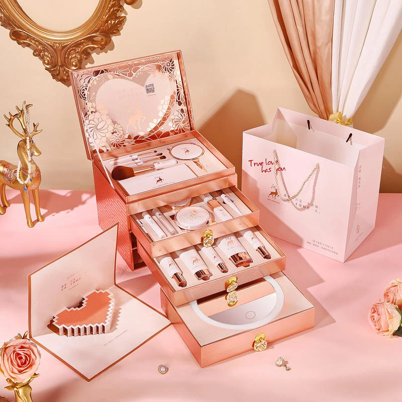 口红套盒彩妆全套化妆品礼盒礼物化妆品女生必备雾面粉色女友套装