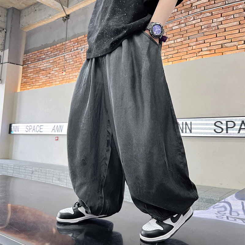 儿童装男童夏装薄款裤子2025新款夏季中大童防蚊阔腿裤夏款冰丝裤