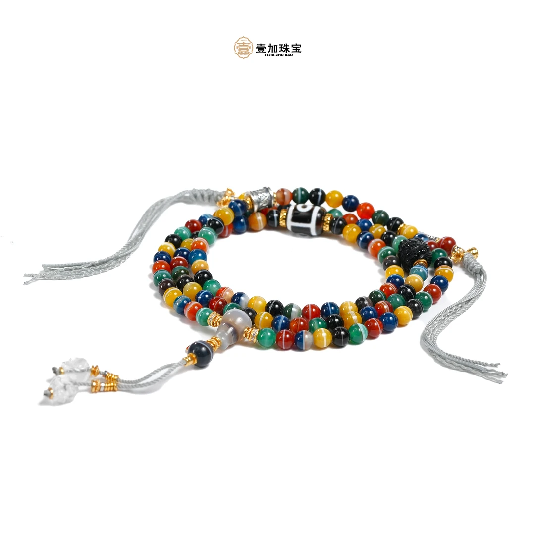壹加小羊精选/地门二眼七彩药师108玛瑙锁骨链